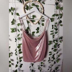 Forever 21 Pink Sequin Cowl Camisole